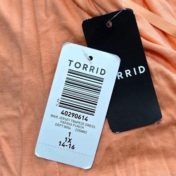 Torrid Adjustable Strap Peach Maxi Dress Rayon Blend Womens Size 1X 14-16 NWT - Picture 8 of 8